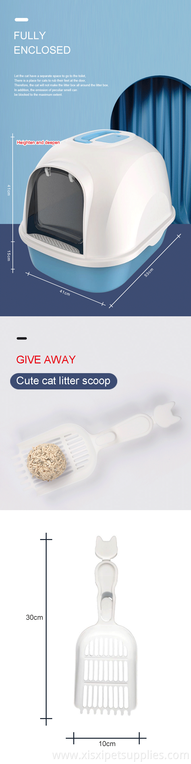 Factory Wholesale Cat Toliet Plastic Large Space Cat Litter Boxes